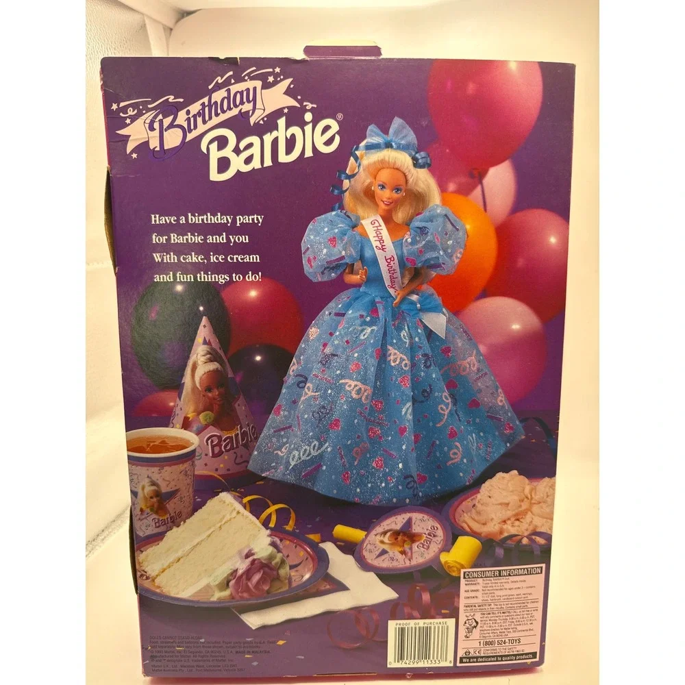 Vintage 1992 Birthday Barbie Mattel 11333 Turquoise Confetti Gown New in Box